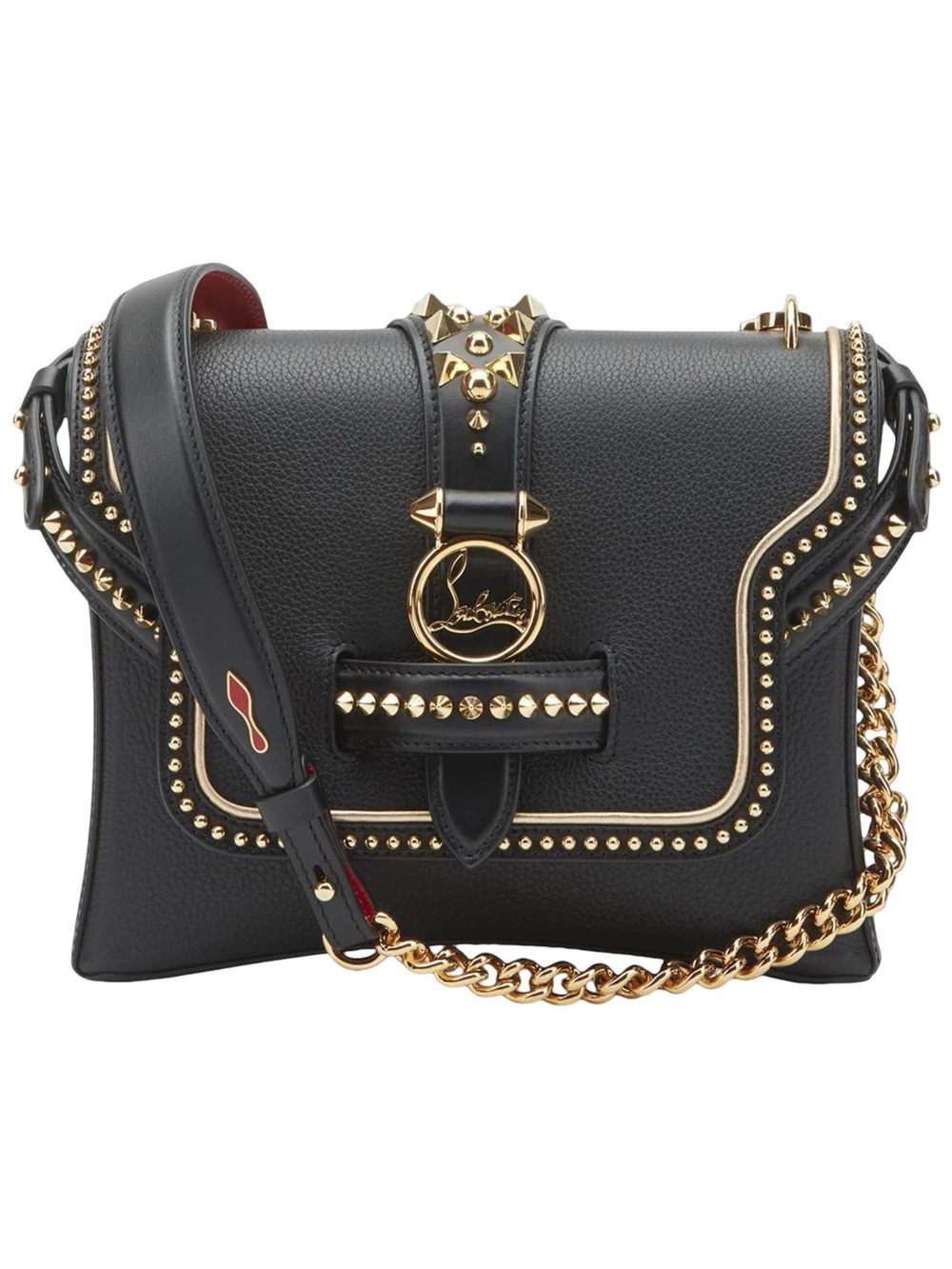 Christian Louboutin Elisa Medium Studded Leather Shoulder Crossbody Bag Black